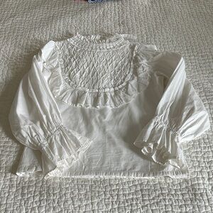 Elegant White Ruffled Women's Top
